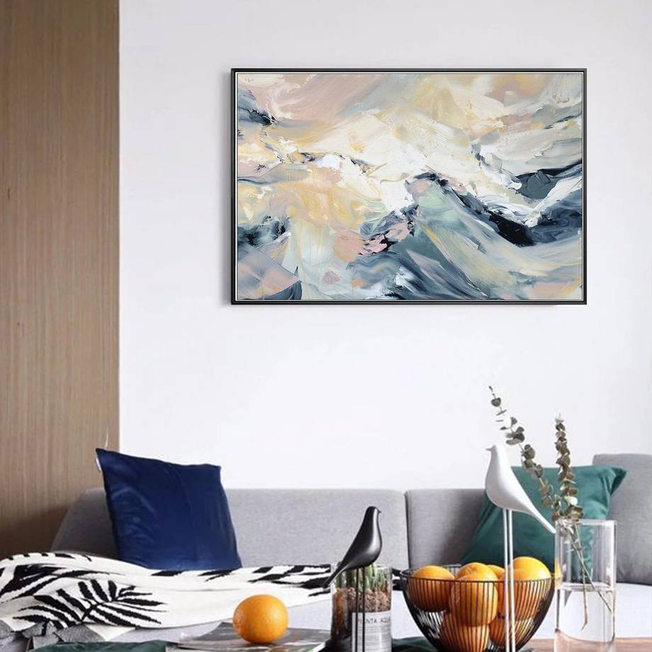 White Mountain Contemporary - extra large blue abstract painting
